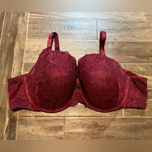 Torrid curve  Plunge Push-Up Bra Size 48B burgundy red lace